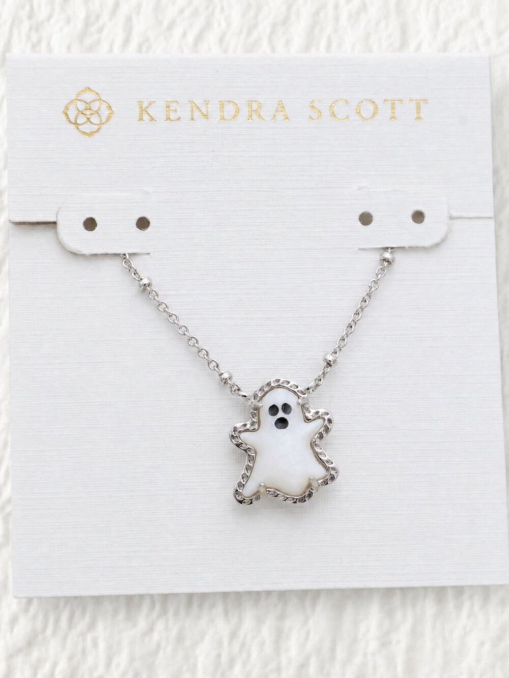 Kendra Scott Ghost White Mother-of-Pearl Silver Necklace NEW